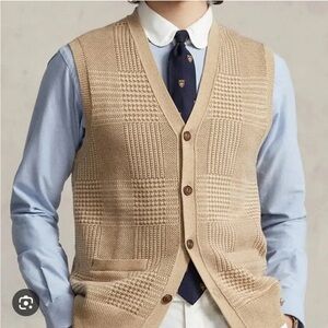 Polo Ralph Lauren Tan Glen Plaid Sweater Vest